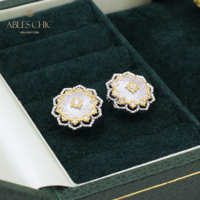 Boucles d'oreilles florales en filigrane de tissu 5167