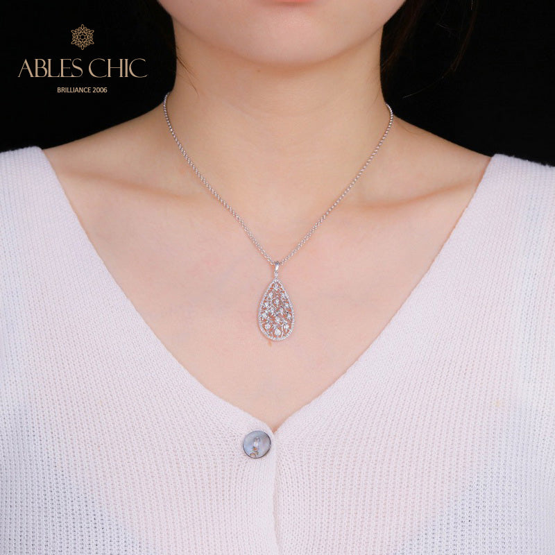 Collier en forme de goutte de boutons de rose 5275