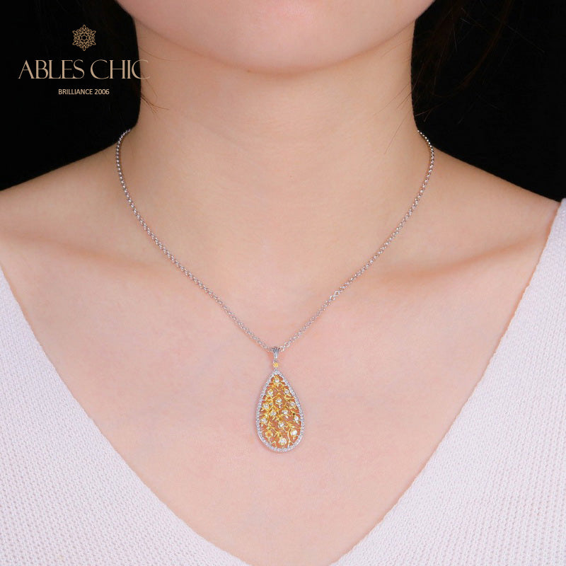 Collier en forme de goutte de boutons de rose 5275