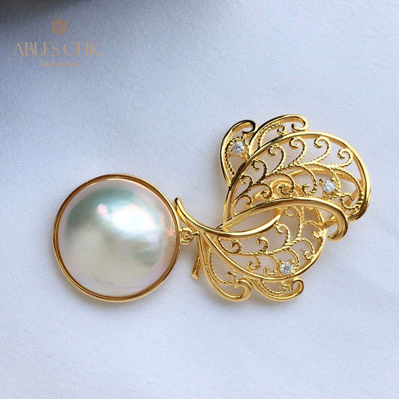 Pendentif feuille en filigrane de perles Mabe 5820