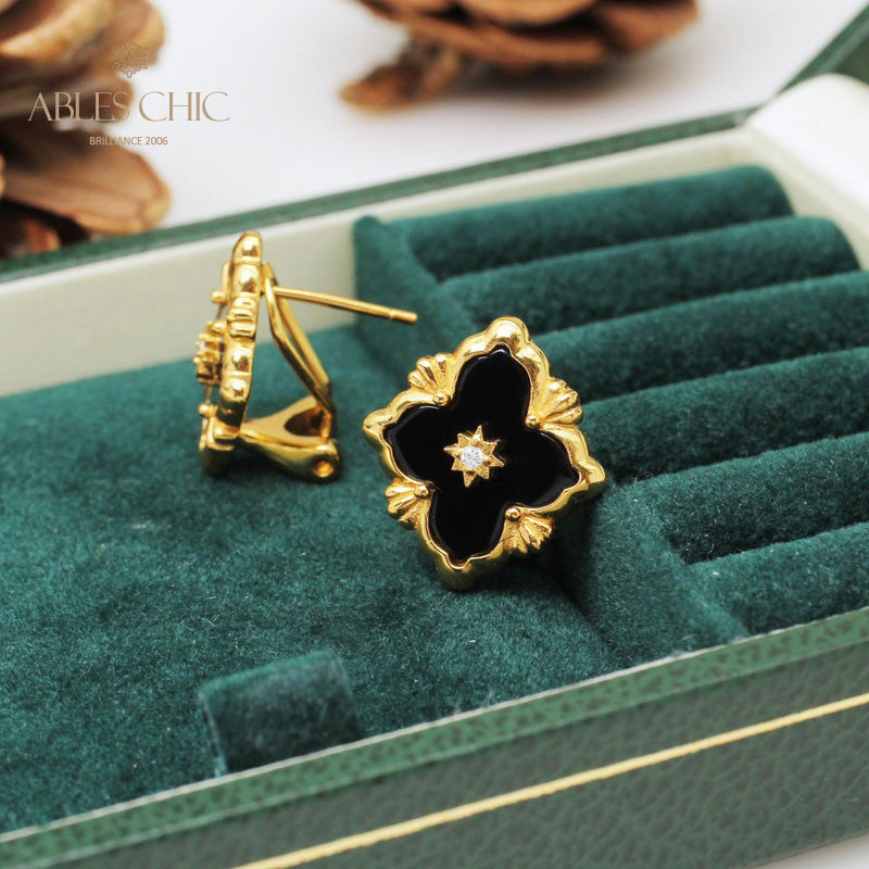 Boucles d'oreilles florales étoile trèfle 5035