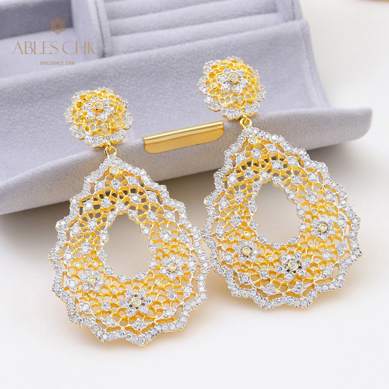Boucles d'oreilles Chanderlier en dentelle ajourée 5193