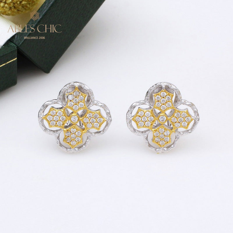 Boucles d'oreilles à tige florales prune 5407