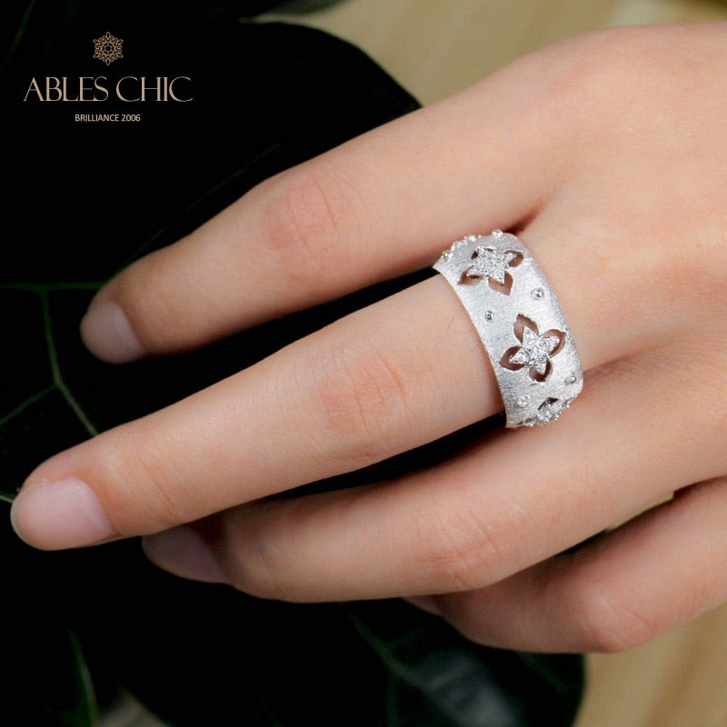 Bague florale trèfles soyeux CZ 5719