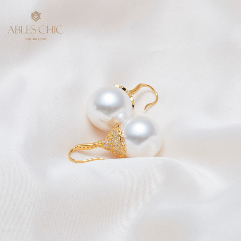 Boucle d'oreille en perles de coquille florale 5785