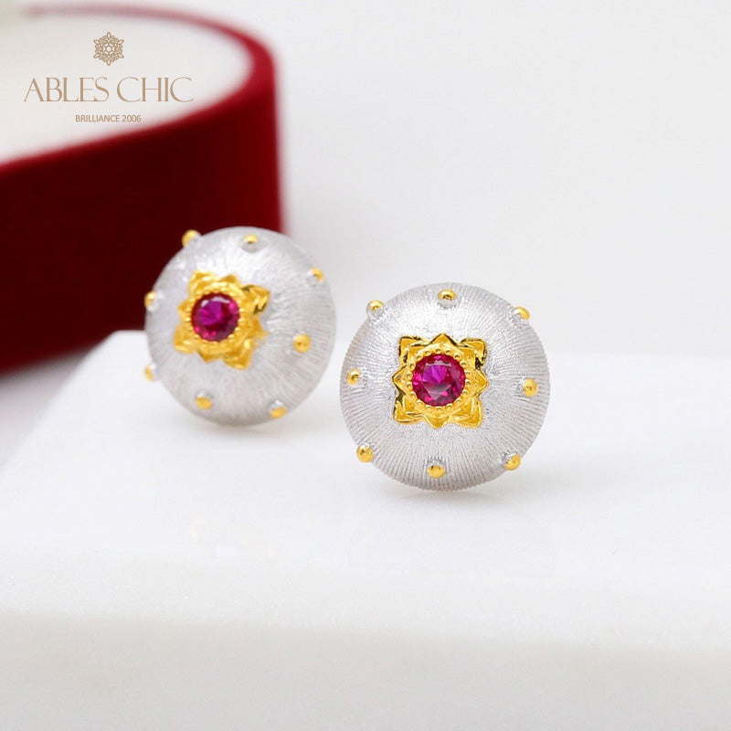 Boucles d'oreilles pierres précieuses florales en soie 5083
