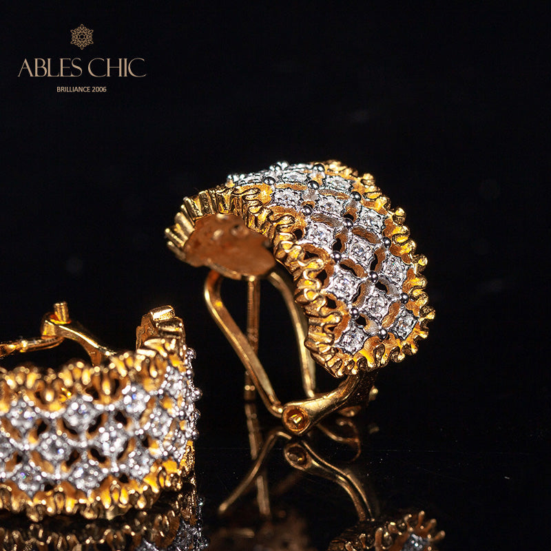 Boucles d'Oreilles Nid d'Abeille Dentelle Aérée 5011