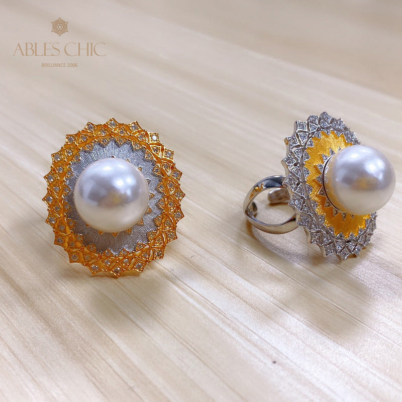 Bague ajourée en perles de coquillage 5732
