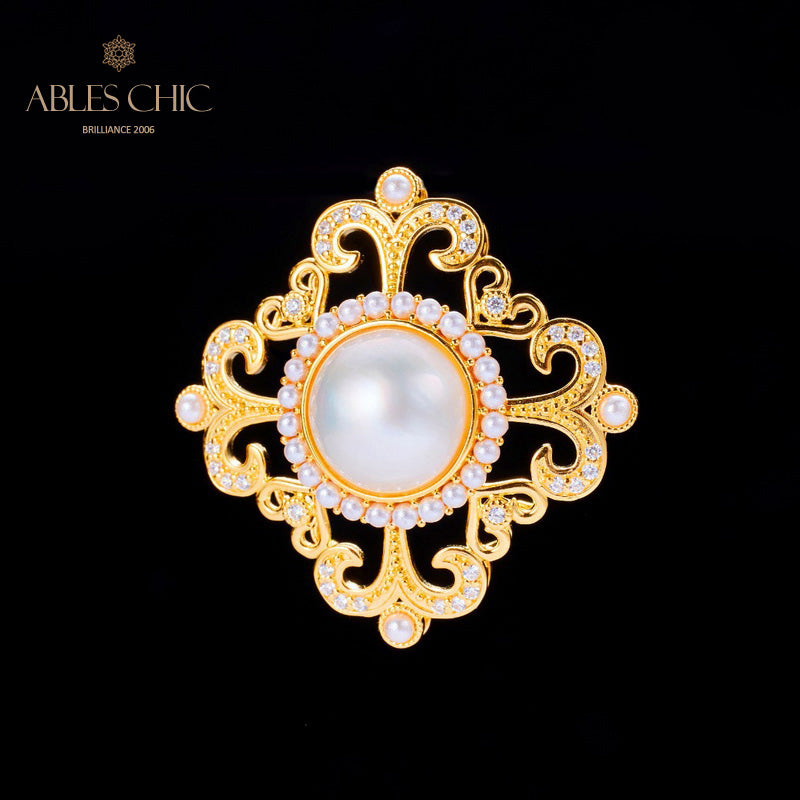 Pendentif halo en filigrane de perles Mabe 5821