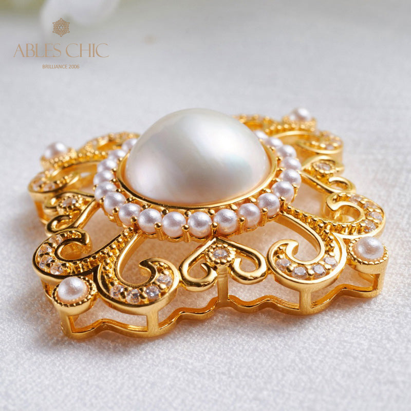 Pendentif halo en filigrane de perles Mabe 5821