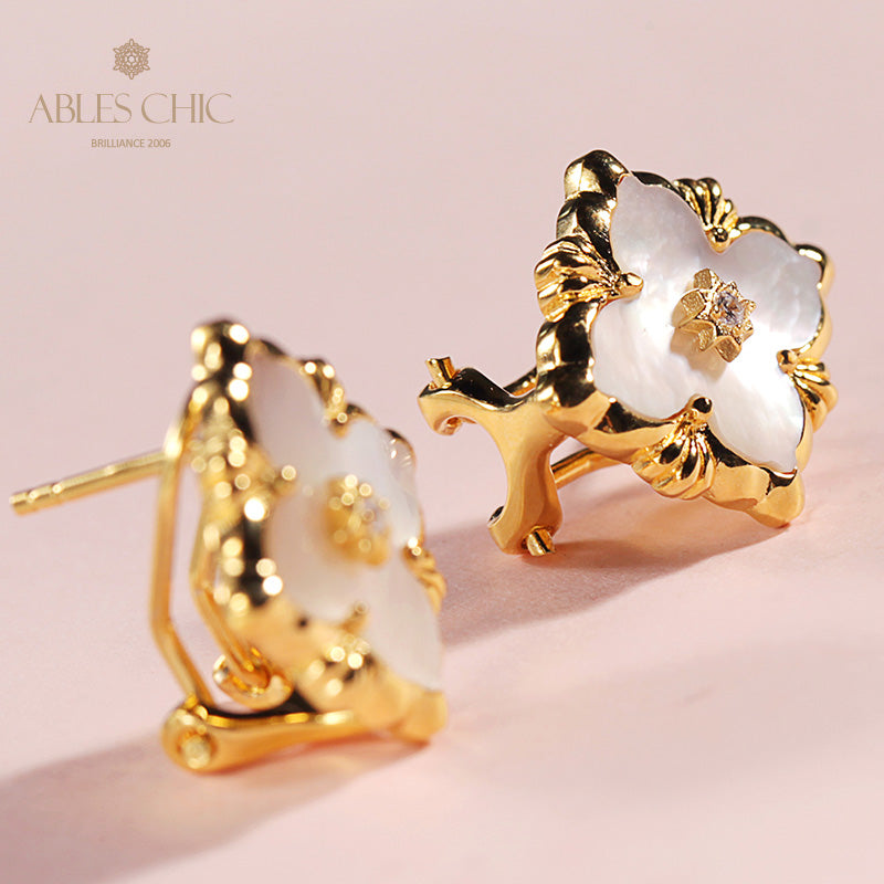 Boucles d'oreilles florales étoile trèfle 5035