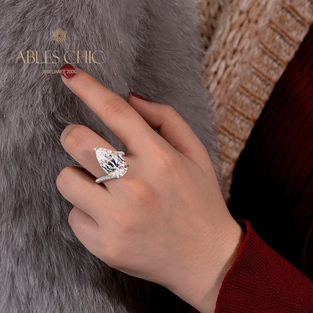 Bague de mariage solitaire poire R0934