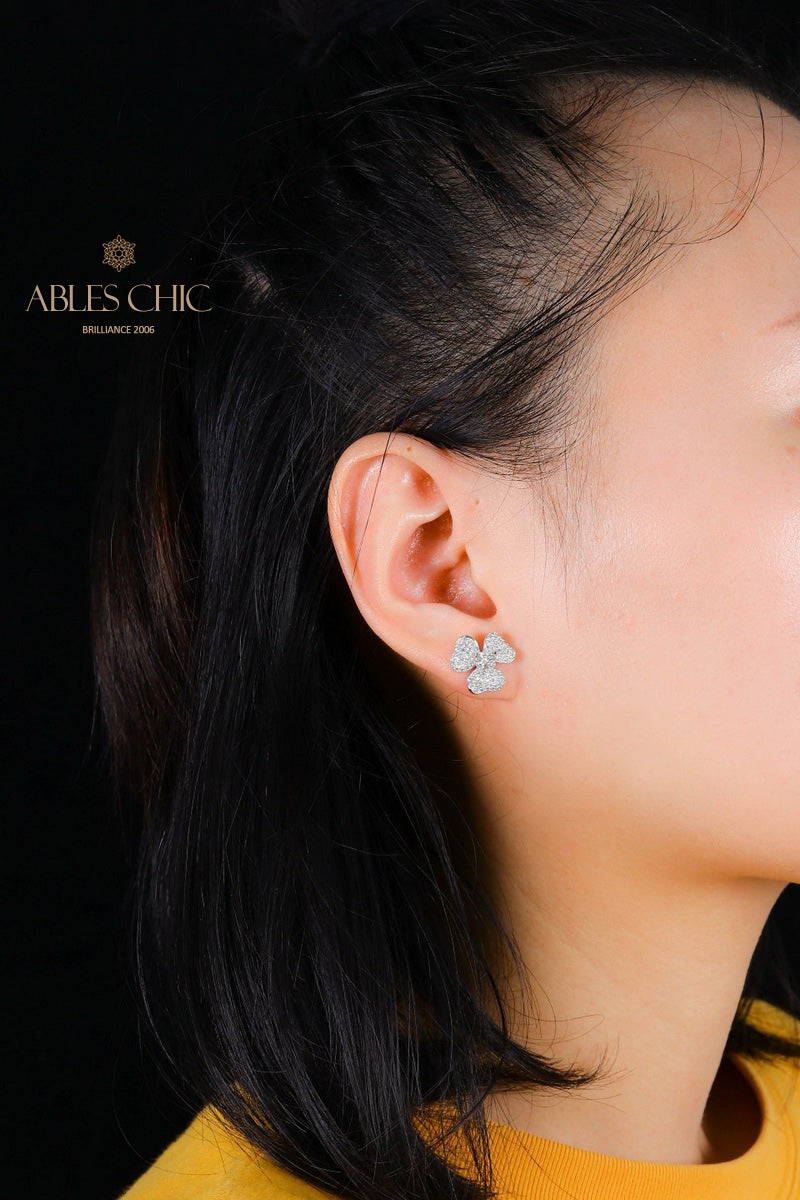 Boucles D'oreilles Florales Pétales Pavés 5541