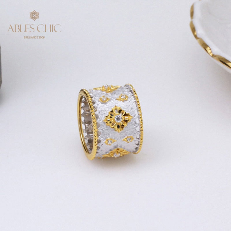 Bague florale riche en étoiles soyeuses 5001