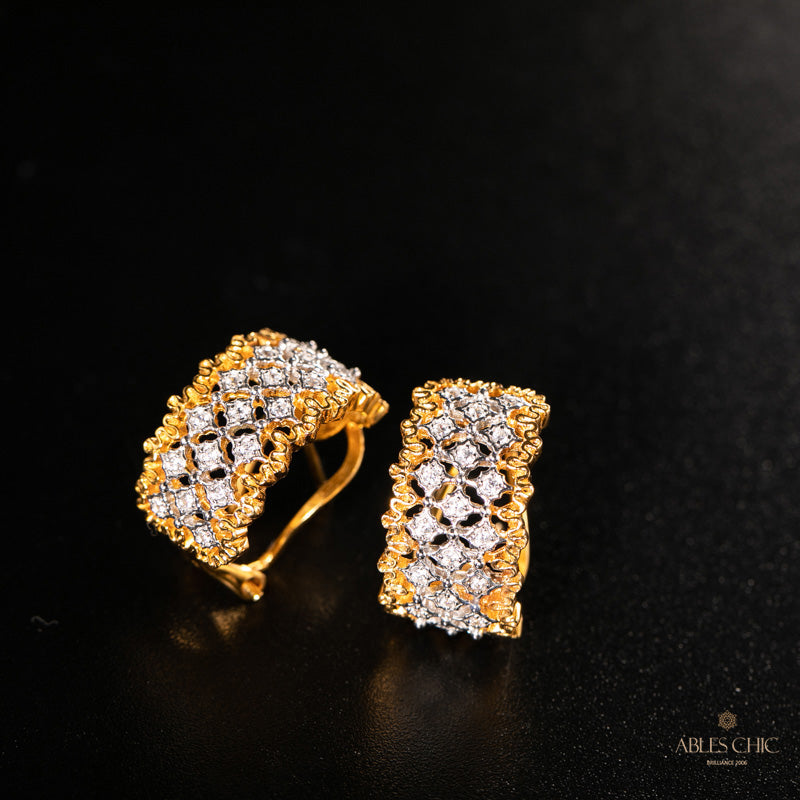 Boucles d'Oreilles Nid d'Abeille Dentelle Aérée 5011