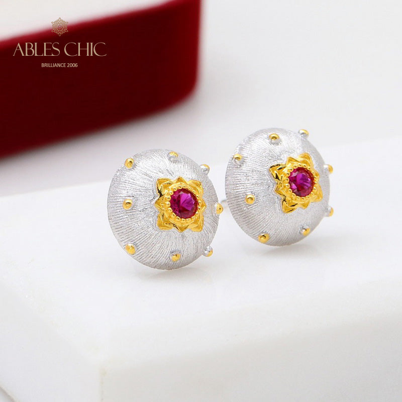 Boucles d'oreilles pierres précieuses florales en soie 5083