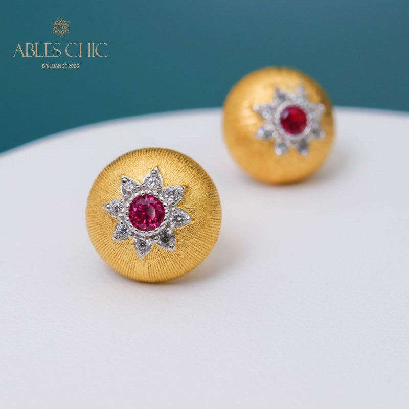Boucles d'oreilles florales étoile dôme 5091