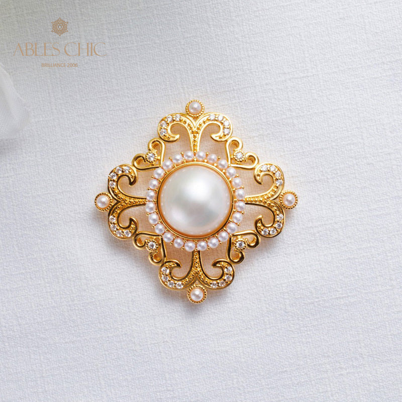 Pendentif halo en filigrane de perles Mabe 5821