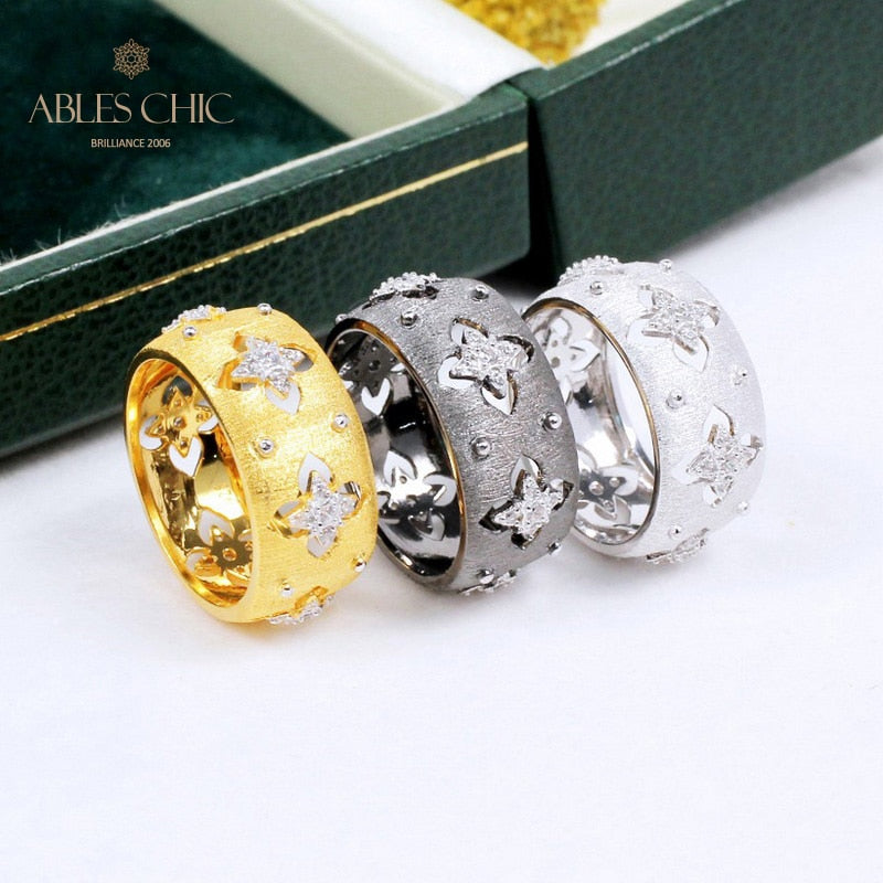 Bague florale trèfles soyeux CZ 5571