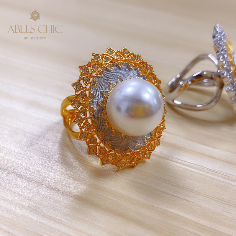 Bague ajourée en perles de coquillage 5732