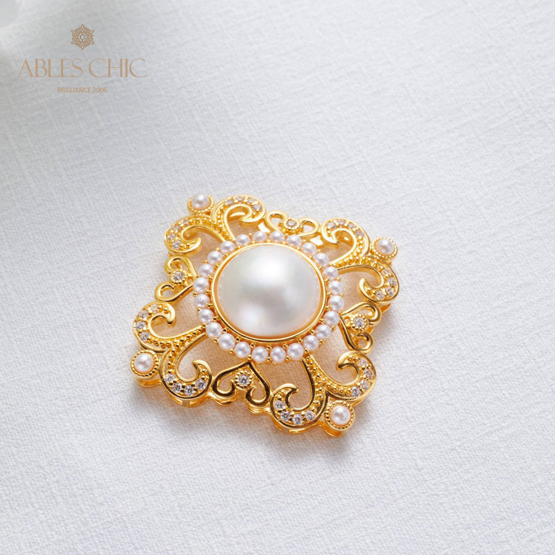 Pendentif halo en filigrane de perles Mabe 5821