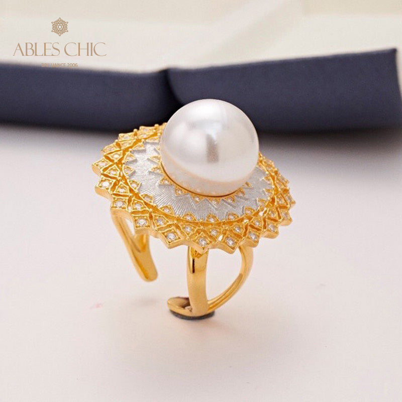 Bague ajourée en perles de coquillage 5732