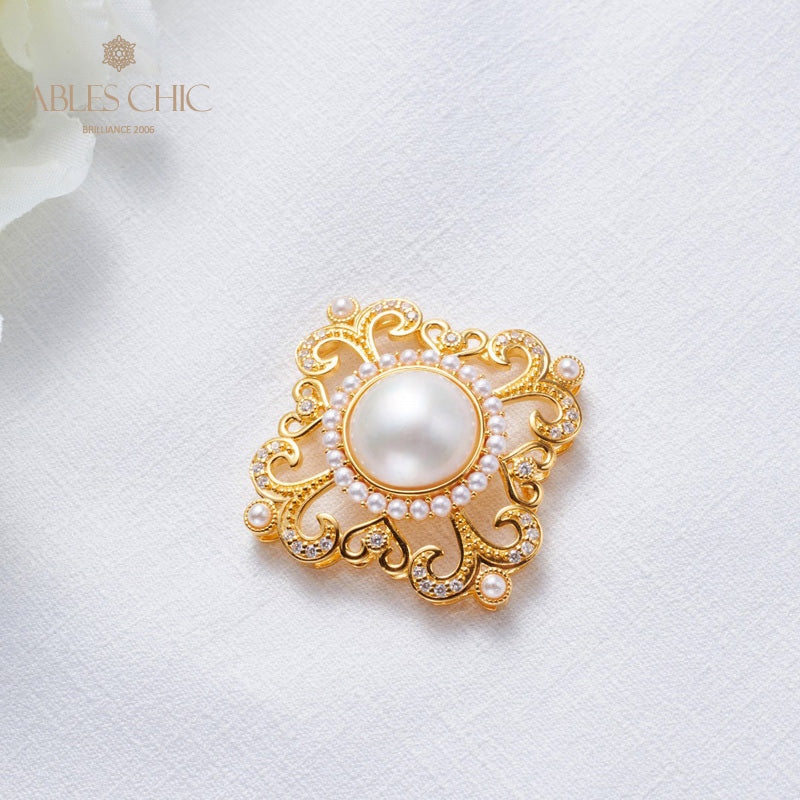 Pendentif halo en filigrane de perles Mabe 5821