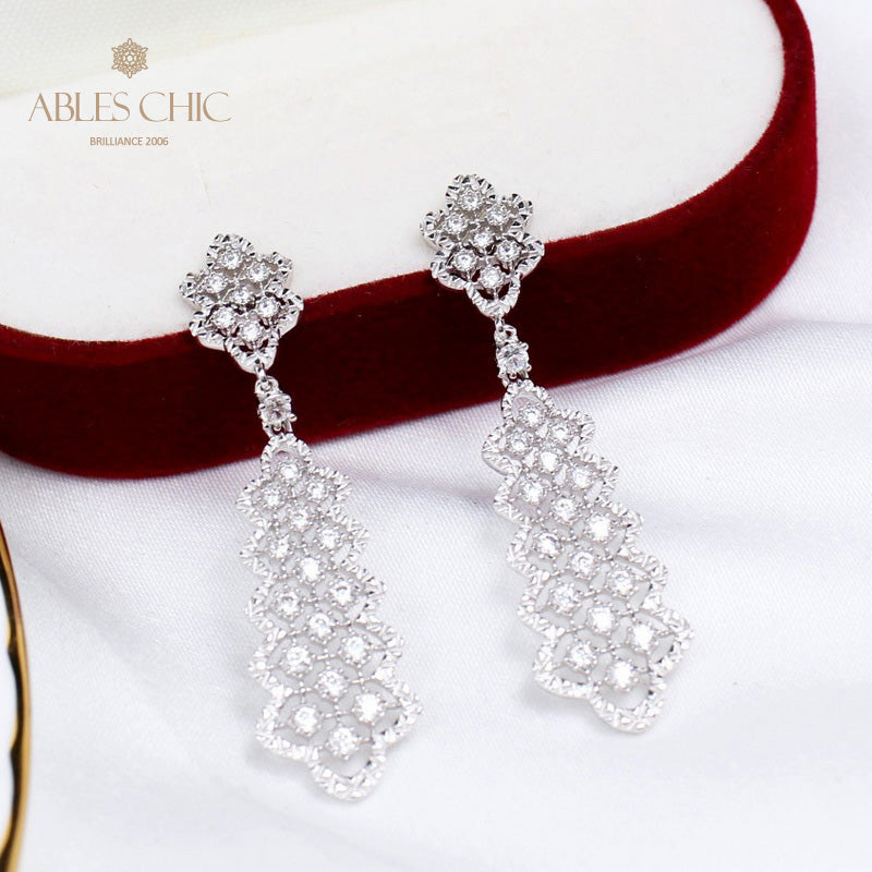 Boucles d'oreilles chandelier en dentelle ajourée 5010