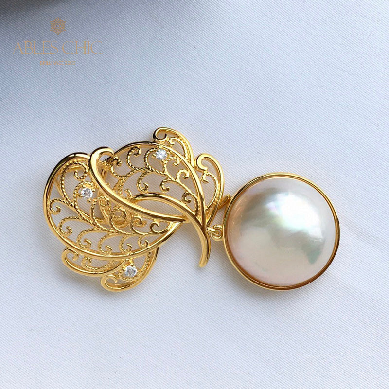 Pendentif feuille en filigrane de perles Mabe 5820