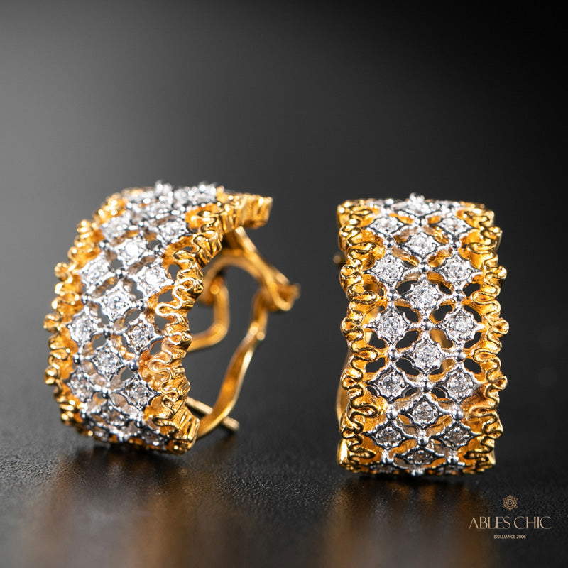 Boucles d'Oreilles Nid d'Abeille Dentelle Aérée 5011