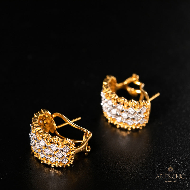 Boucles d'Oreilles Nid d'Abeille Dentelle Aérée 5011