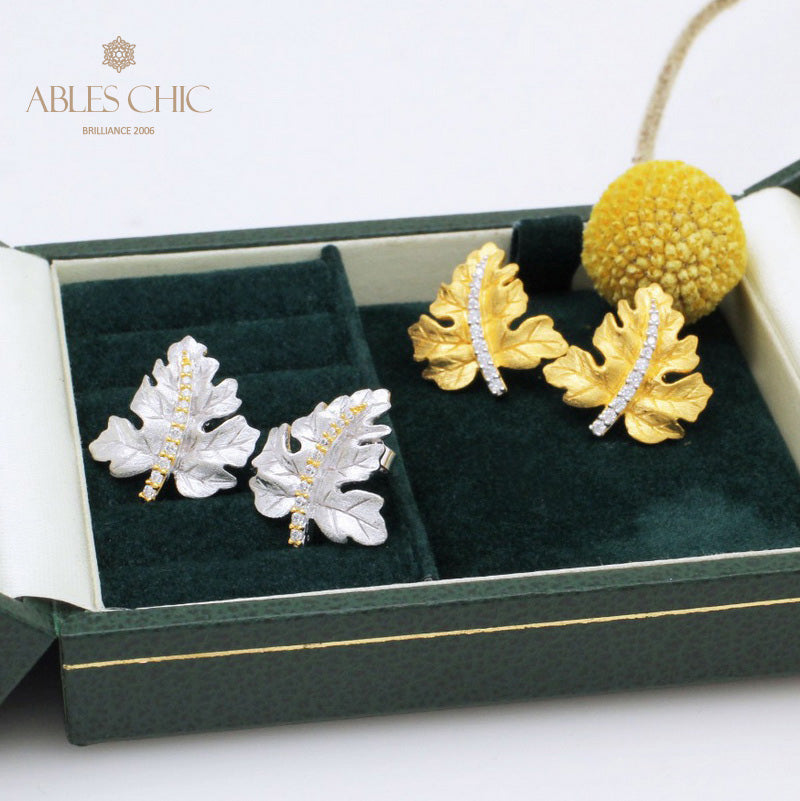 Boucles d'oreilles brossées feuille d'érable 5141