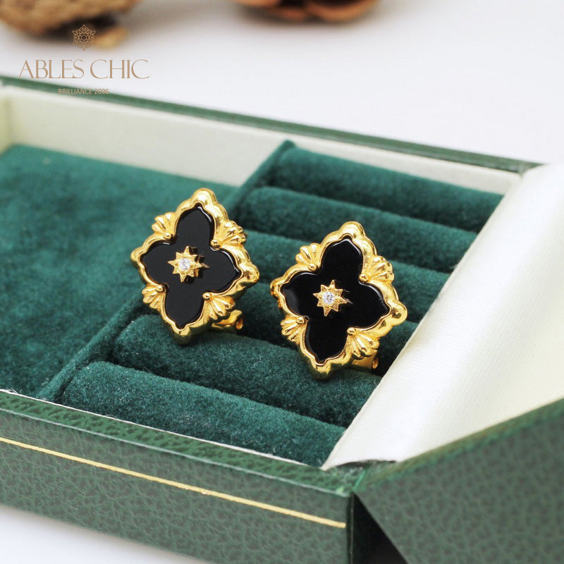 Boucles d'oreilles florales étoile trèfle 5035