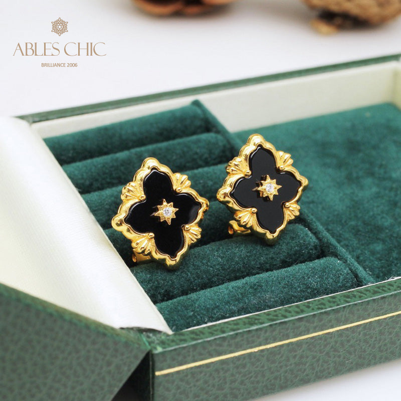 Boucles d'oreilles florales étoile trèfle 5035