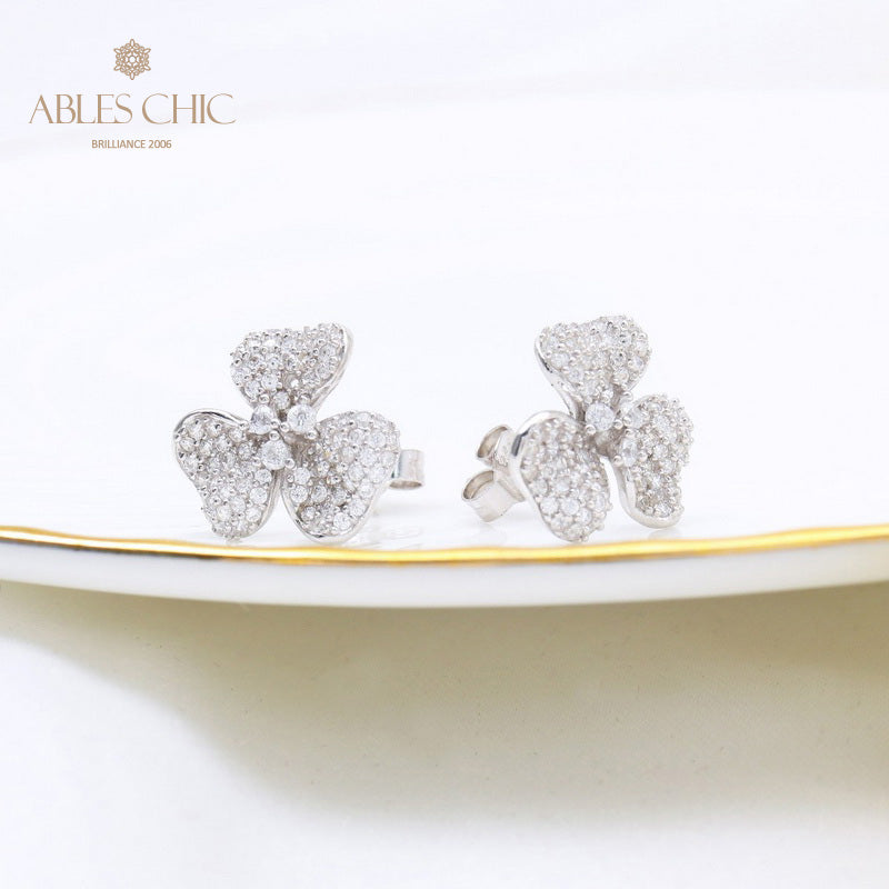 Boucles D'oreilles Florales Pétales Pavés 5541