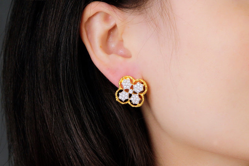 Boucles d'oreilles à tige florales prune 5407