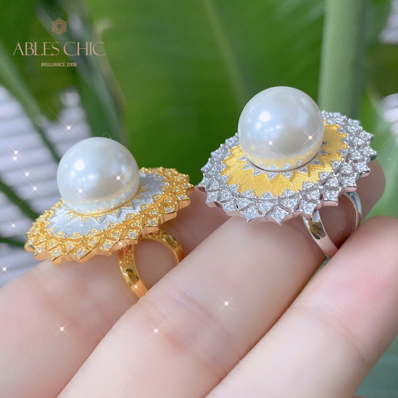 Bague ajourée en perles de coquillage 5732