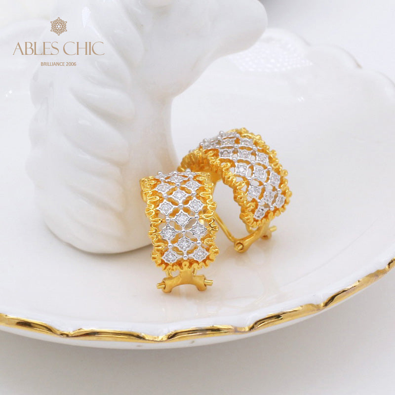 Boucles d'Oreilles Nid d'Abeille Dentelle Aérée 5011