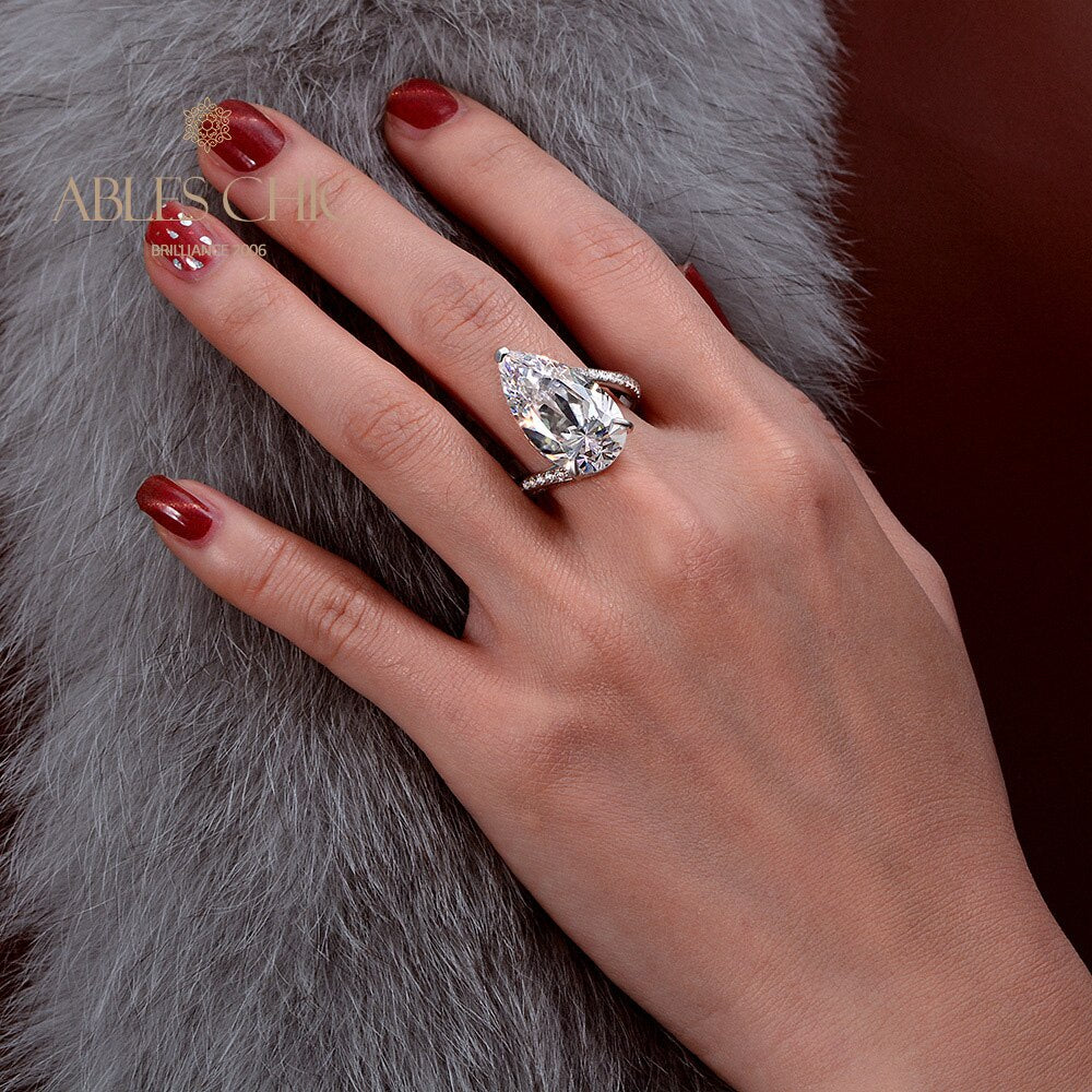Bague de mariage solitaire poire R0934