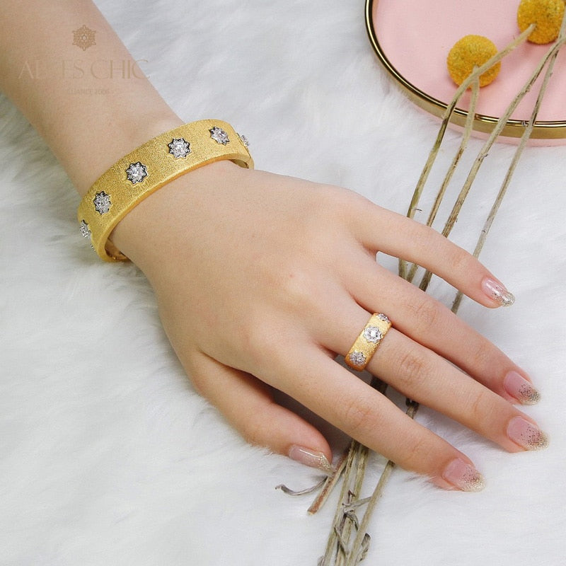 Bague florale à motif en tissu 5028
