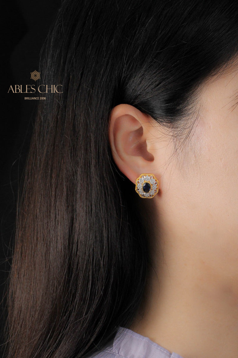 Boucles d'oreilles ovales en filigrane floral saphir 5531