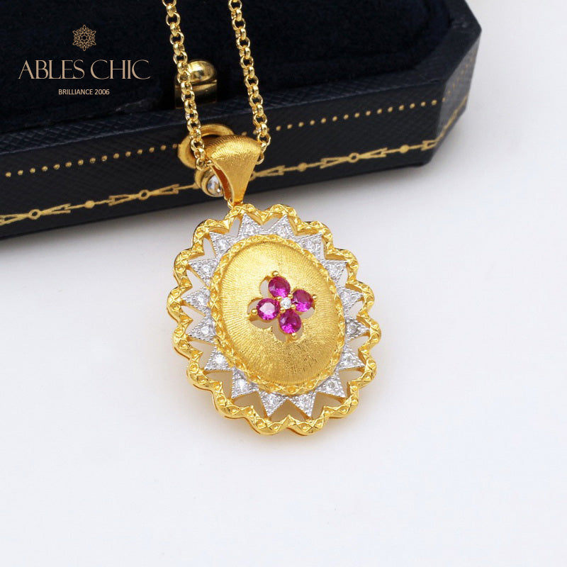 Pendentif Gemme Fleur Soyeuse 5419