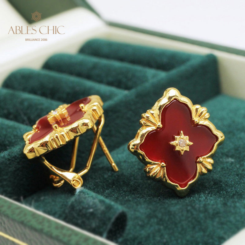 Boucles d'oreilles florales étoile trèfle 5035