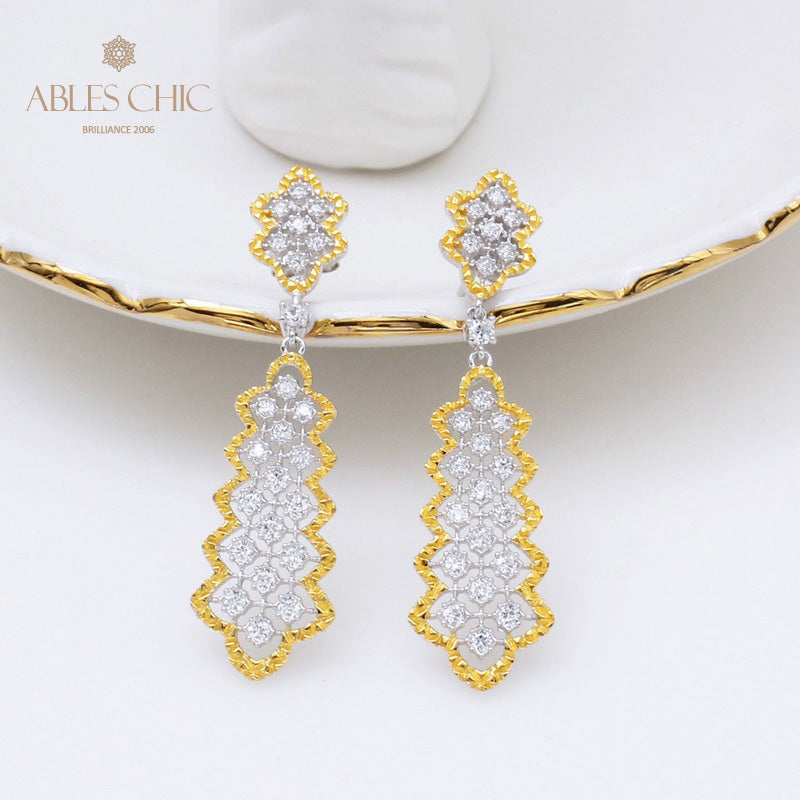 Boucles d'oreilles chandelier en dentelle ajourée 5010