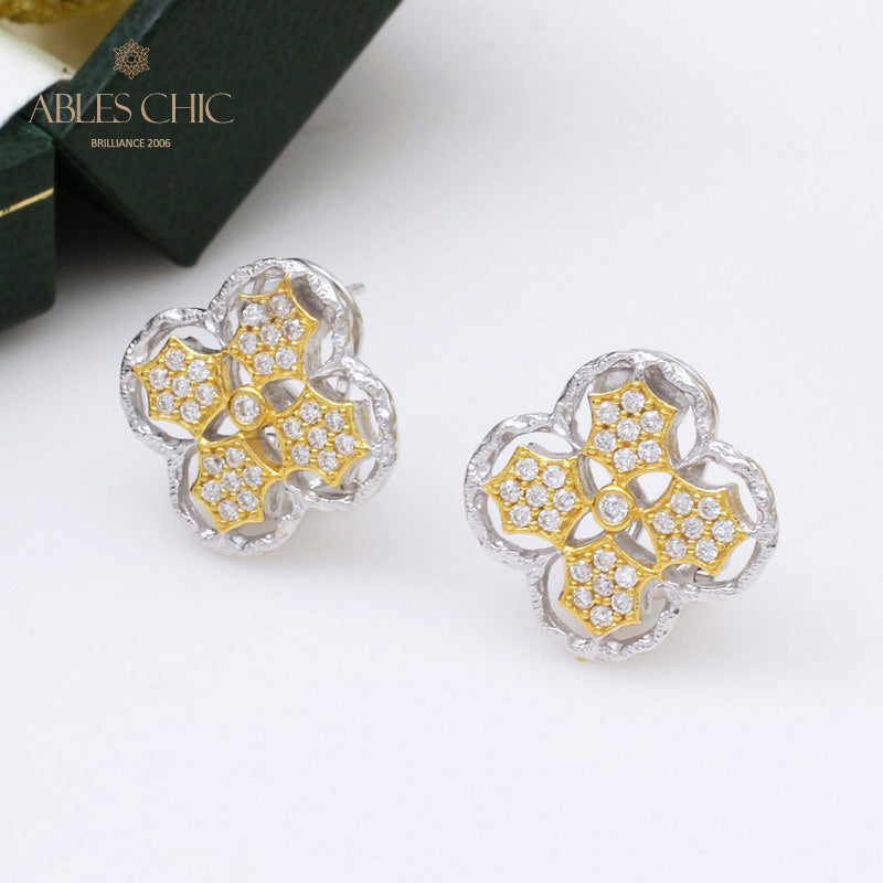 Boucles d'oreilles à tige florales prune 5407