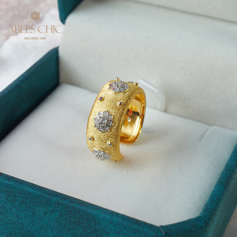 Bague Ouverte Soyeuse Fleurs Étoilées 6374
