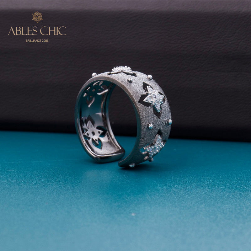 Bague florale trèfles soyeux CZ 5706