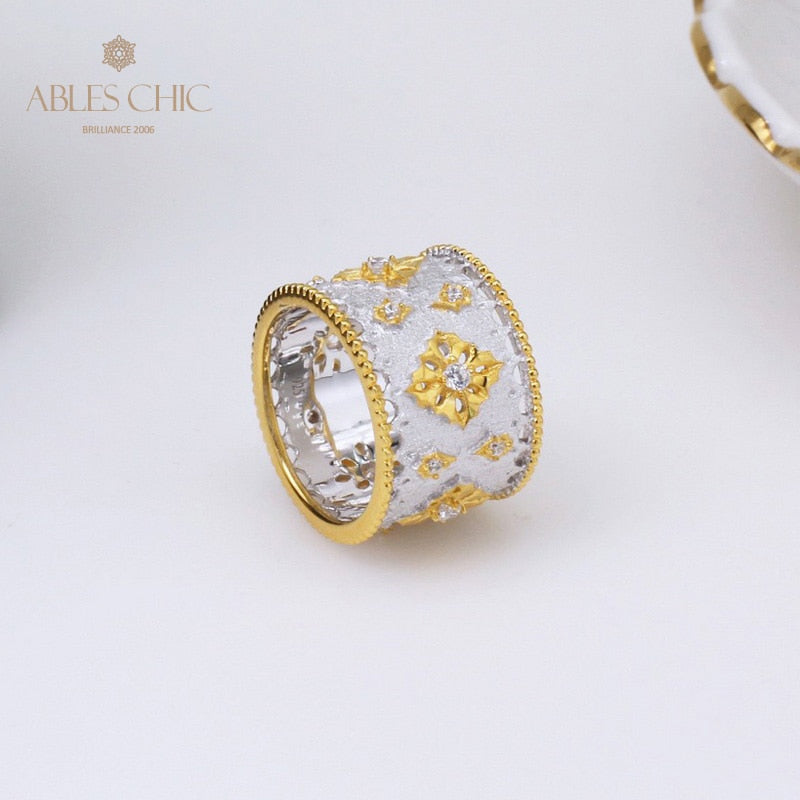 Bague florale riche en étoiles soyeuses 5001