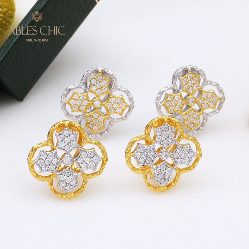 Boucles d'oreilles à tige florales prune 5407