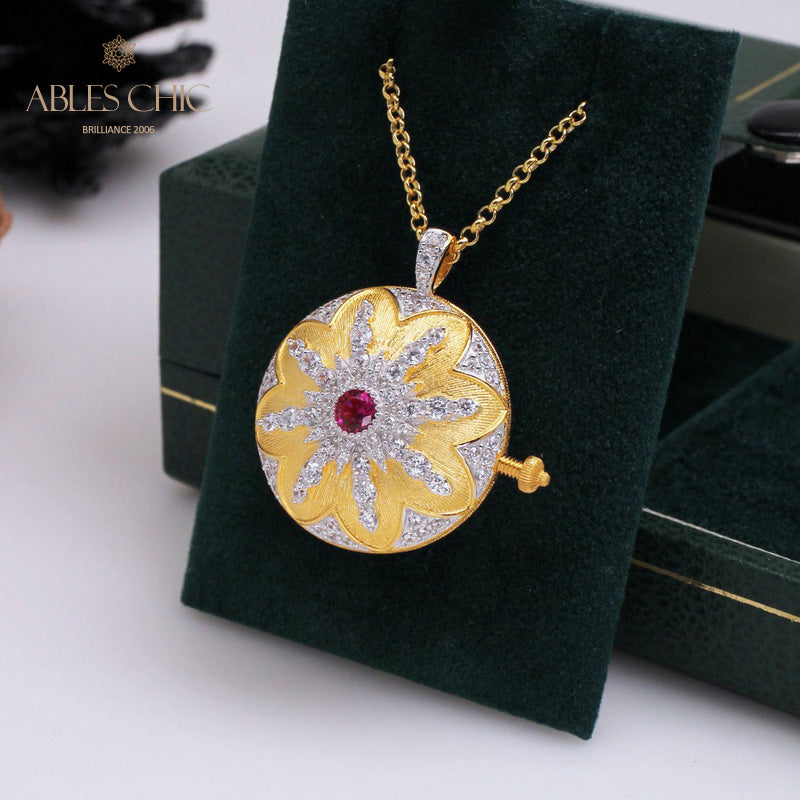 Pendentif médaillon rubis CZ 5210